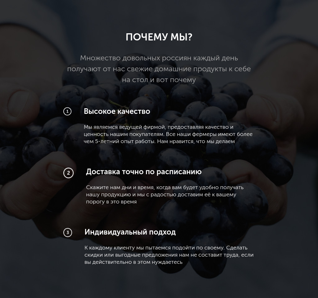 Нумерованные преимущества на фото — блок для сайта, конструктор Fo.ru