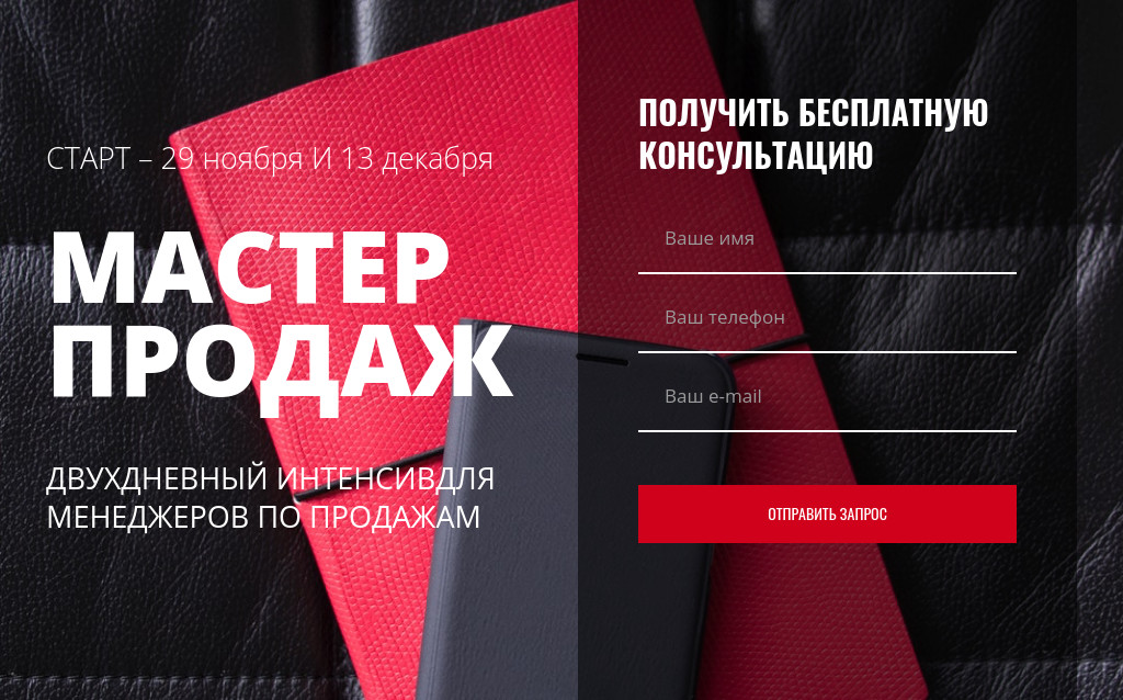 Промо-секция с формой заявки — блок для сайта, конструктор Fo.ru