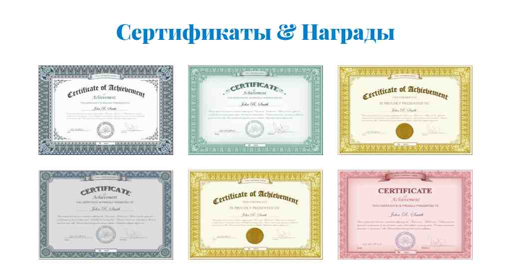 Галерея с заголовком — сертификаты — блок для сайта, конструктор Fo.ru